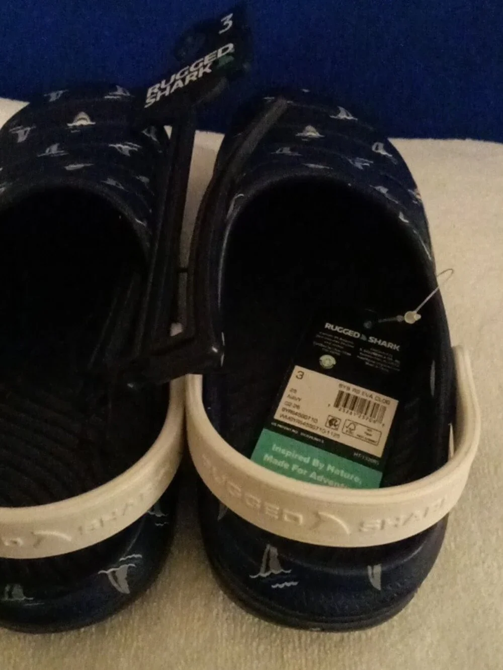 Kids Navy Shark Clog - Size 3